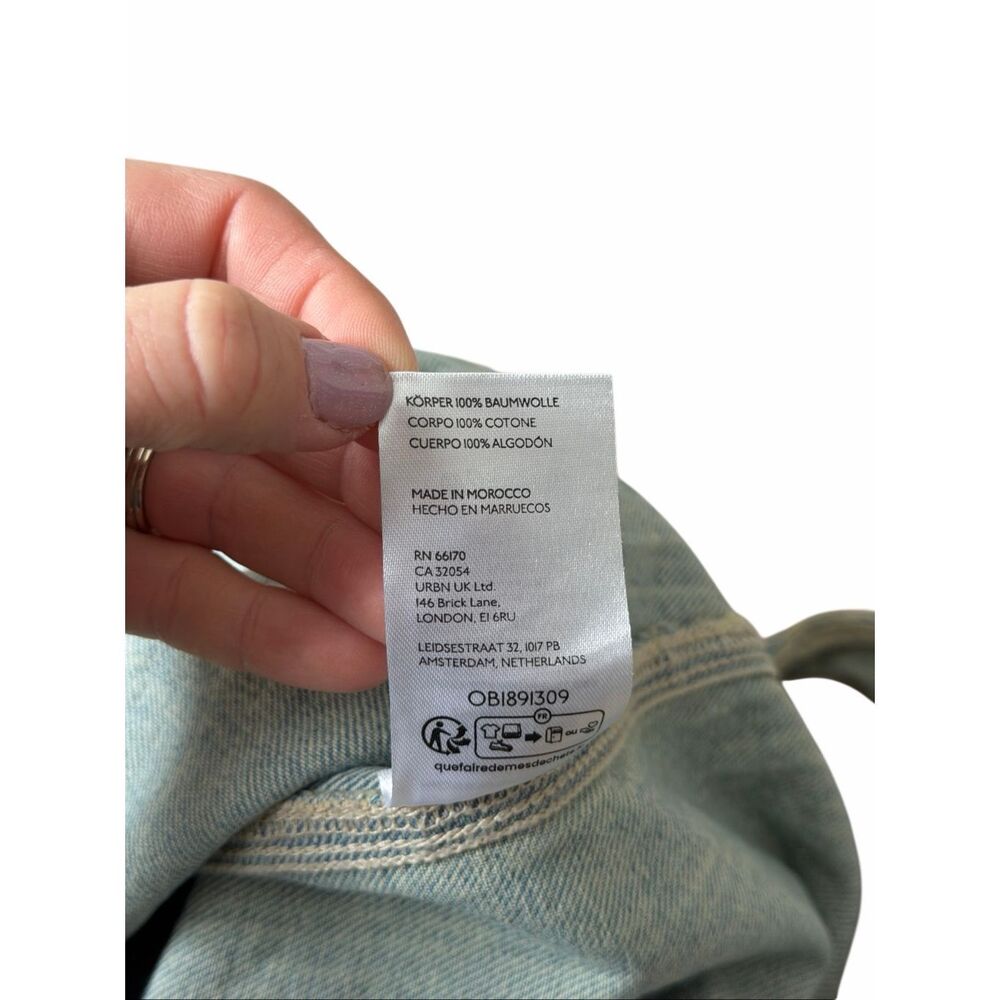 Free People We The Free Jumpsuit High Roller Light denim Stripe Blue Lagenlook B - Picture 11 of 11